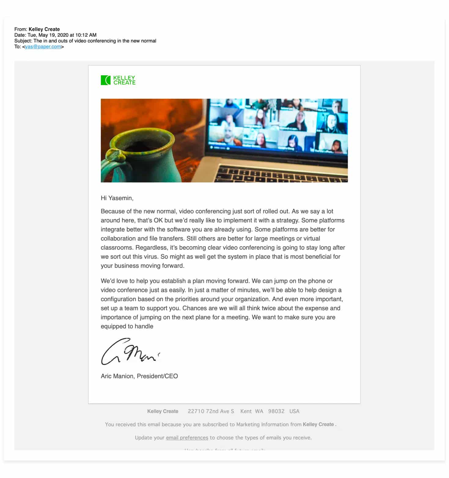 Kelley Create Email Template