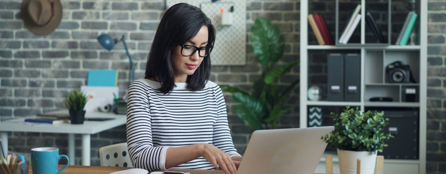 Woman using a cloud based document management system
